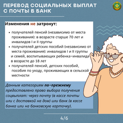 Изменения в порядке перевода соцвыплат с почты на банк